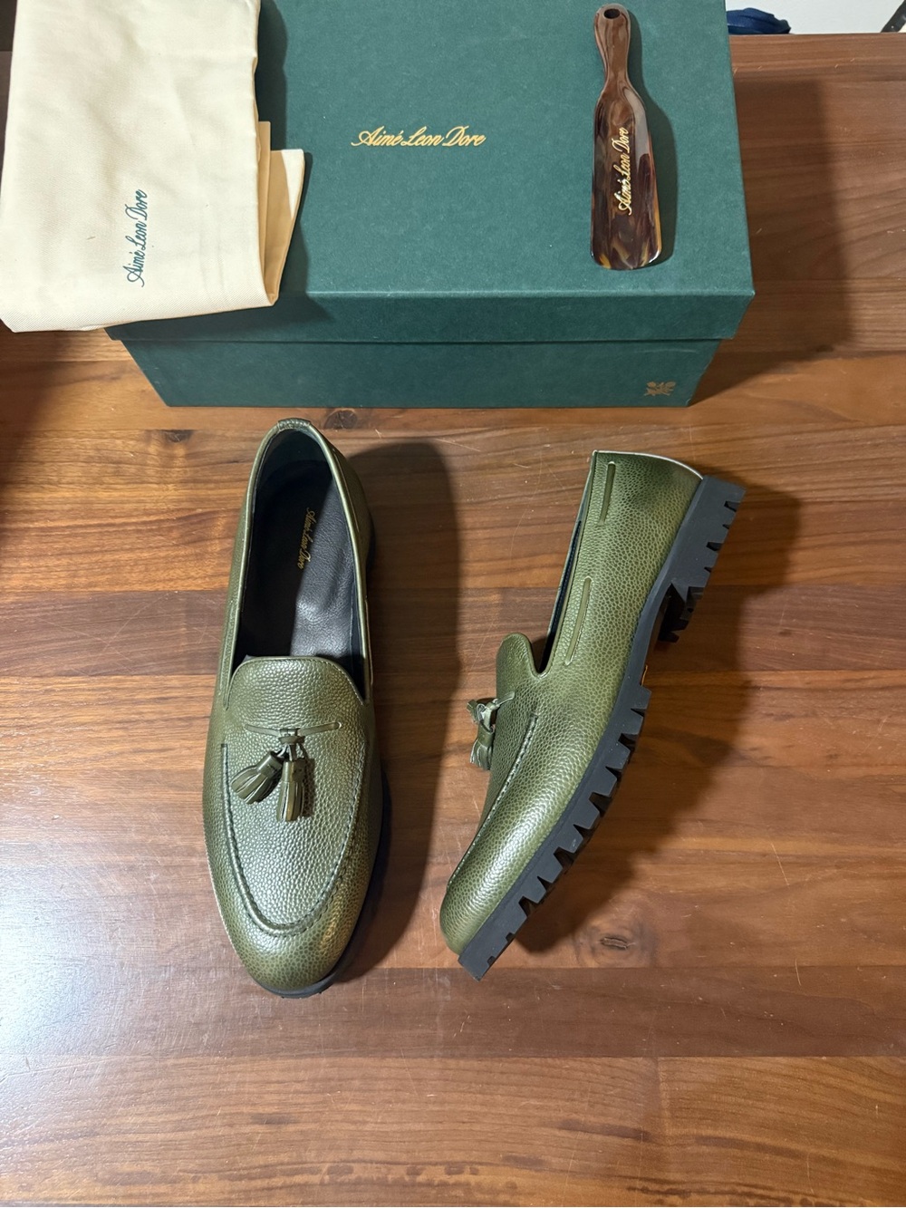 Aimé Leon Dore ALD Aime Chicco Riso Green Tassel Loafers Men’s Size 10.5